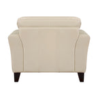 Lisa 38 Inch Accent Chair, Cream Top Grain and Split Leather, Solid Wood
