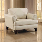 Lisa 38 Inch Accent Chair, Cream Top Grain and Split Leather, Solid Wood
