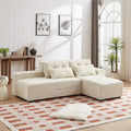Modular Corduroy Sleeper Sofa & Sectional Set,Beige, 3-in-1 Design