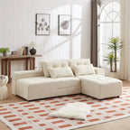 Modular Corduroy Sleeper Sofa & Sectional Set,Beige, 3-in-1 Design