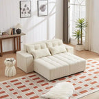 Modular Corduroy Sleeper Sofa & Sectional Set,Beige, 3-in-1 Design