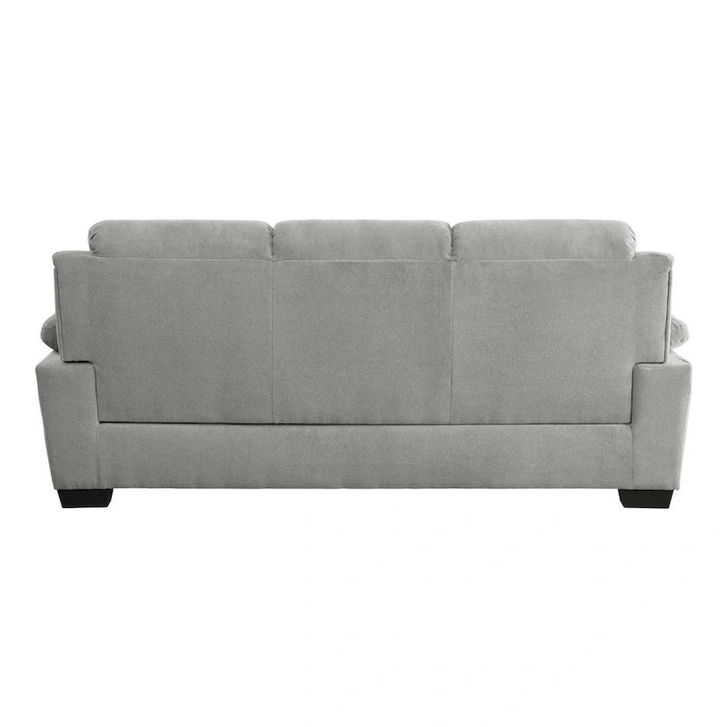 Hugh 80 Inch Sofa, Gray Polyester, Soft Foam Cushioned, Solid Wood Frame