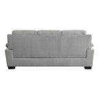 Hugh 80 Inch Sofa, Gray Polyester, Soft Foam Cushioned, Solid Wood Frame
