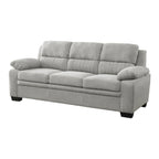 Hugh 80 Inch Sofa, Gray Polyester, Soft Foam Cushioned, Solid Wood Frame