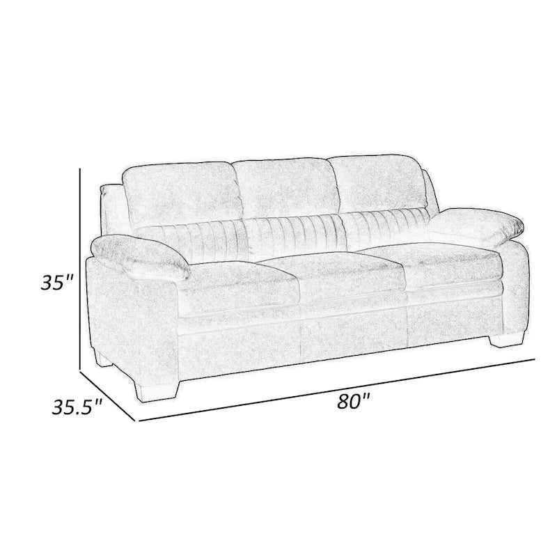 Hugh 80 Inch Sofa, Gray Polyester, Soft Foam Cushioned, Solid Wood Frame