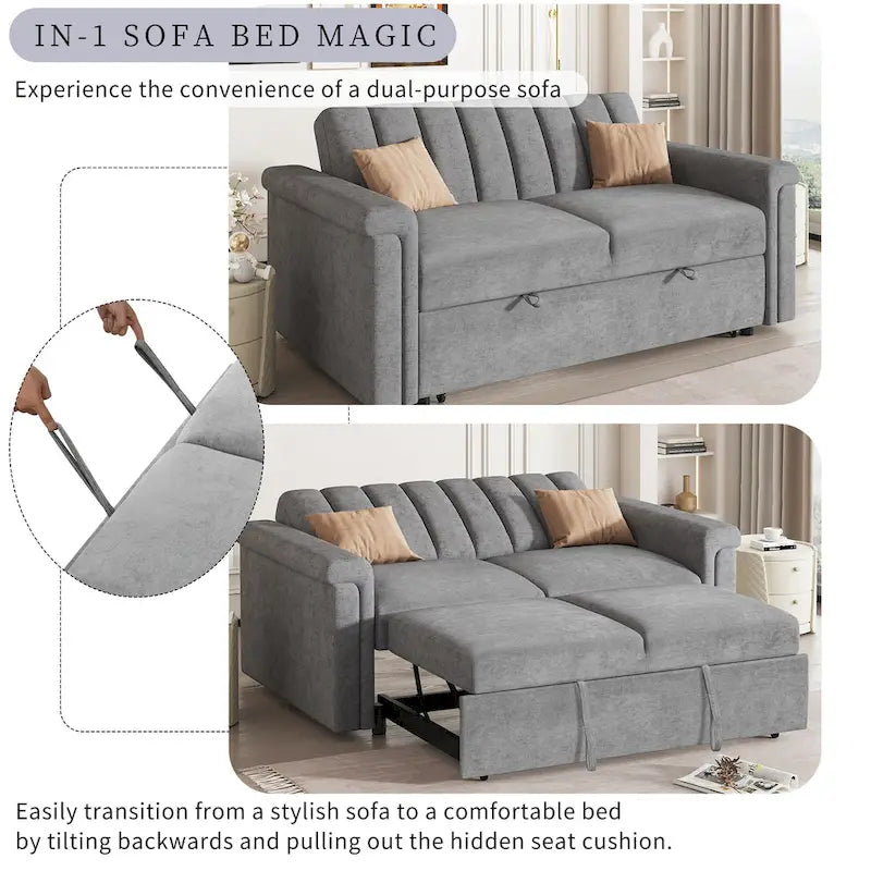 Convertible Soft Cushion Sofa Pull Bed