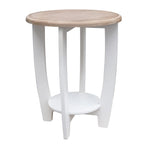 2 Tiers Wooden Round Side Table,White and Brown