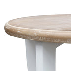 2 Tiers Wooden Round Side Table,White and Brown