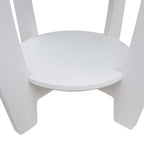 2 Tiers Wooden Round Side Table,White and Brown
