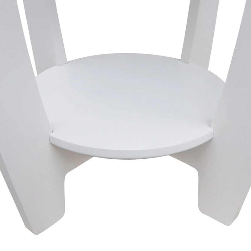 2 Tiers Wooden Round Side Table,White and Brown