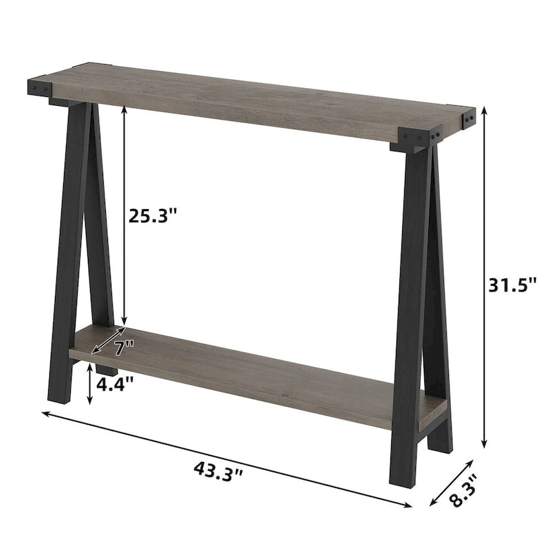 2-Tier Sofa Table, Entryway Table with Storage Shelf