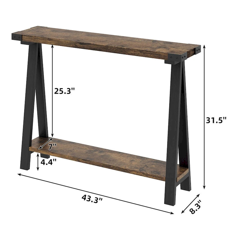 2-Tier Sofa Table, Entryway Table with Storage Shelf