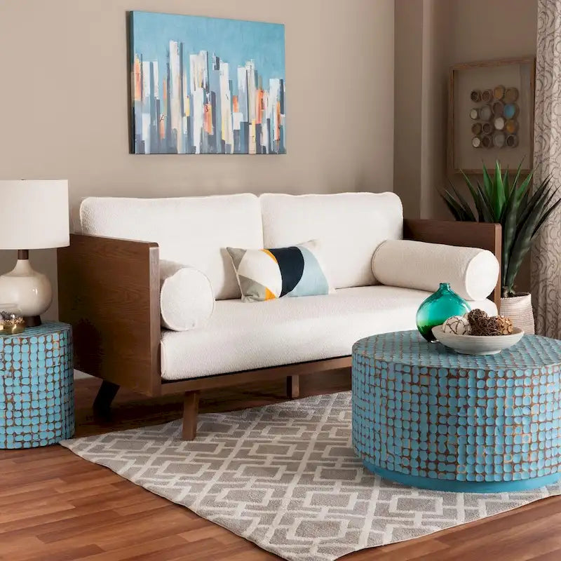 Uriel Mid-Century Modern Boucle Fabric Sofa