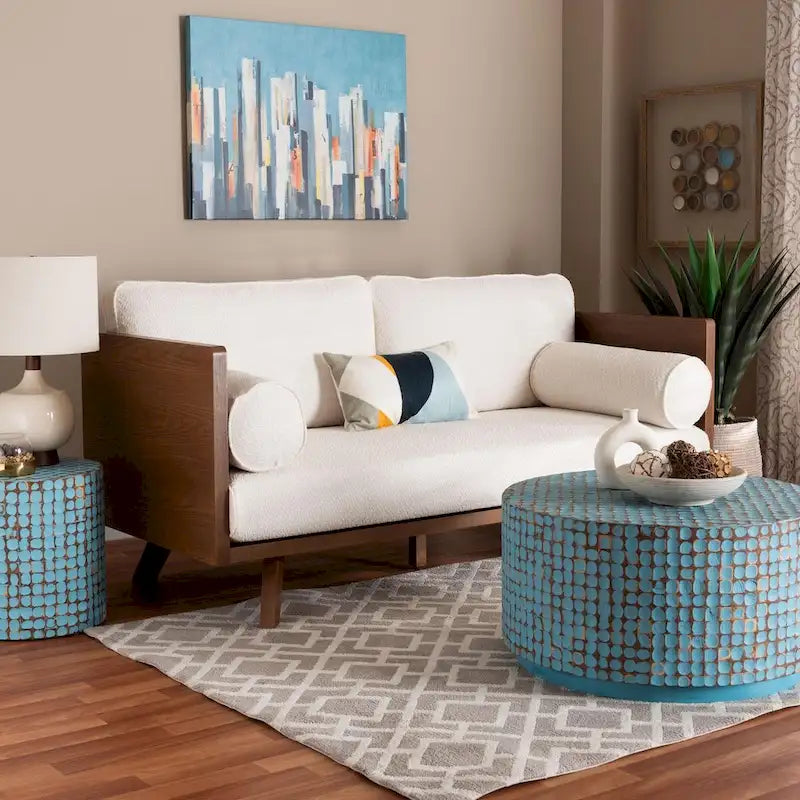 Uriel Mid-Century Modern Boucle Fabric Sofa