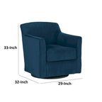 Leena Swivel Accent Chair, Blue Velvet, Shelter Style Arms, Black Wood