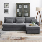 Modern L-shaped Corduroy Sofa with Reversible Chaise by Harper&Bright Designs