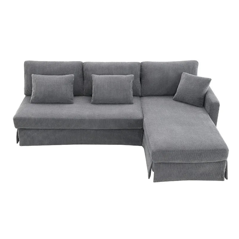 Modern L-shaped Corduroy Sofa with Reversible Chaise by Harper&Bright Designs