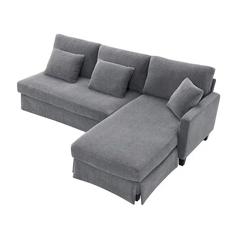 Modern L-shaped Corduroy Sofa with Reversible Chaise by Harper&Bright Designs