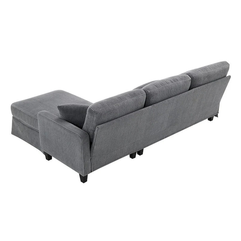 Modern L-shaped Corduroy Sofa with Reversible Chaise by Harper&Bright Designs