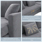 Modern L-shaped Corduroy Sofa with Reversible Chaise by Harper&Bright Designs