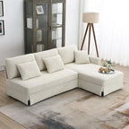Modern L-shaped Corduroy Sofa with Reversible Chaise by Harper&Bright Designs