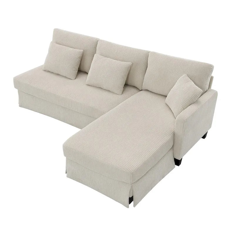 Modern L-shaped Corduroy Sofa with Reversible Chaise by Harper&Bright Designs