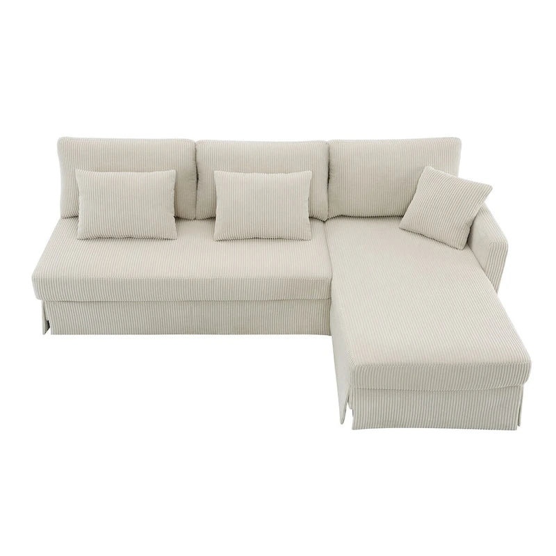 Modern L-shaped Corduroy Sofa with Reversible Chaise by Harper&Bright Designs