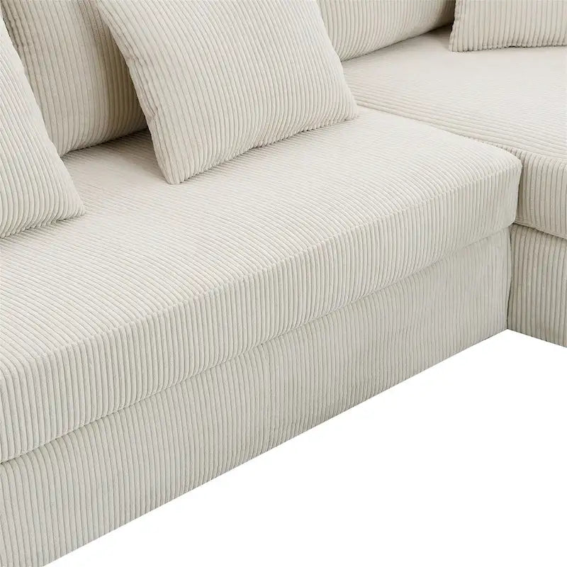 Modern L-shaped Corduroy Sofa with Reversible Chaise by Harper&Bright Designs