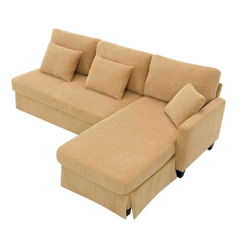 Modern L-shaped Corduroy Sofa with Reversible Chaise by Harper&Bright Designs