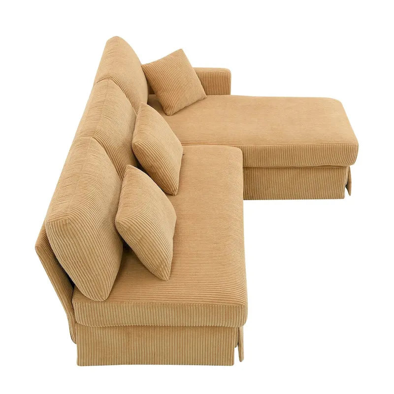 Modern L-shaped Corduroy Sofa with Reversible Chaise by Harper&Bright Designs
