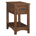 1 Drawer Chair Side End Table with Open Bottom Shelf, Brown