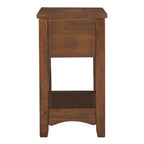 1 Drawer Chair Side End Table with Open Bottom Shelf, Brown