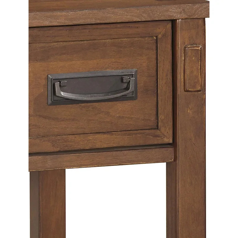 1 Drawer Chair Side End Table with Open Bottom Shelf, Brown