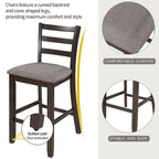 5 PCS Wooden Counter Height Dining Set with Padded Chairs and Storage Shelving