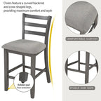 5 PCS Wooden Counter Height Dining Set with Padded Chairs and Storage Shelving