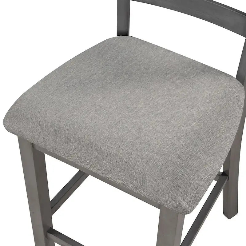 5 PCS Wooden Counter Height Dining Set with Padded Chairs and Storage Shelving