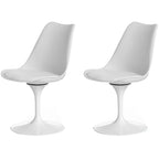 Mid-Century Modern Swivel Tulip Side Chair with Comfortable Cushioned Seat, White Polypropylene Accent Side Chair