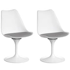 Mid-Century Modern Swivel Tulip Side Chair with Comfortable Cushioned Seat, White Polypropylene Accent Side Chair