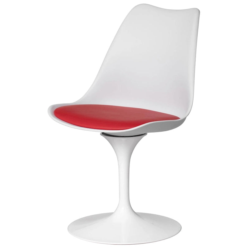 Mid-Century Modern Swivel Tulip Side Chair with Comfortable Cushioned Seat, White Polypropylene Accent Side Chair