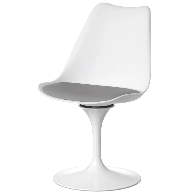 Mid-Century Modern Swivel Tulip Side Chair with Comfortable Cushioned Seat, White Polypropylene Accent Side Chair