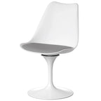 Mid-Century Modern Swivel Tulip Side Chair with Comfortable Cushioned Seat, White Polypropylene Accent Side Chair