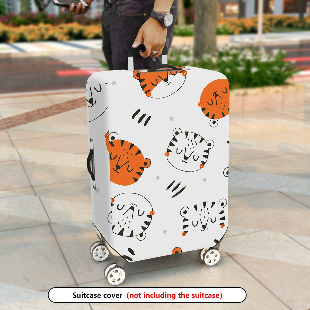 1-Piece Animal Pattern White Black Orange Tiger Stripes  Suitcase Luggage Cover, Stretch Protective Sleeve