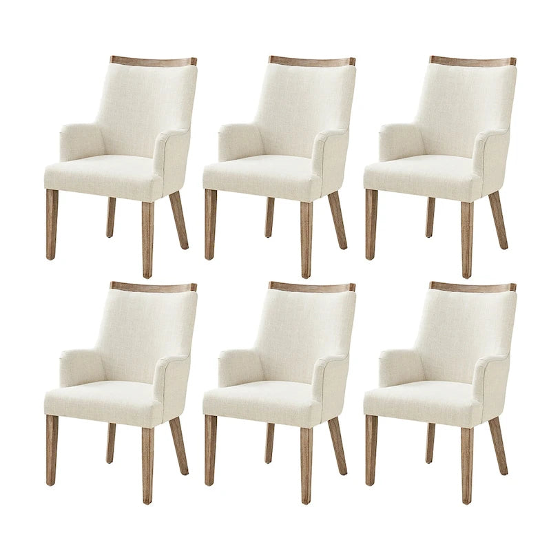 Albert Farmhouse Upholstered Solid Wood Dining Chair Set of 6 by HULALA HOME