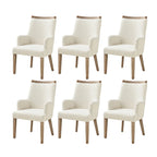 Albert Farmhouse Upholstered Solid Wood Dining Chair Set of 6 by HULALA HOME