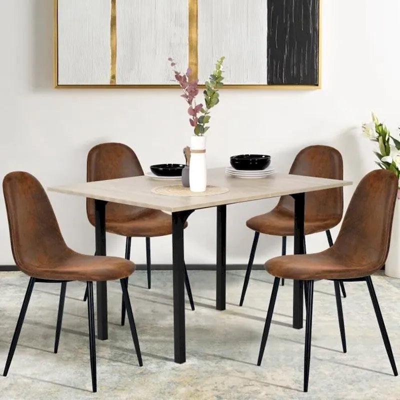 HomyLin Dining Chairs Set of 4 Suede Side Accent Chairs with Black Metal Legs