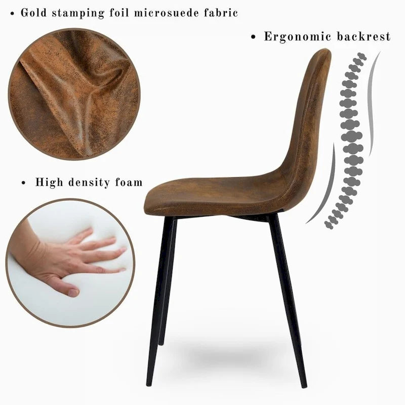 HomyLin Dining Chairs Set of 4 Suede Side Accent Chairs with Black Metal Legs