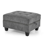 Grey Chenille L-shaped Modular Sectional Sofa with Three Single Chairs and Three Corners - 116W x 89.5D x 36.5H