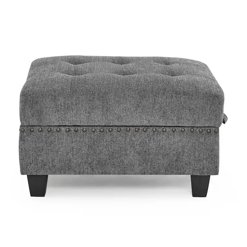 Grey Chenille L-shaped Modular Sectional Sofa with Three Single Chairs and Three Corners - 116W x 89.5D x 36.5H