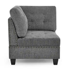 Grey Chenille L-shaped Modular Sectional Sofa with Three Single Chairs and Three Corners - 116W x 89.5D x 36.5H