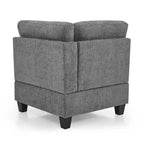 Grey Chenille L-shaped Modular Sectional Sofa with Three Single Chairs and Three Corners - 116W x 89.5D x 36.5H